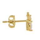 Solid 14K Gold Trillium with Clear CZ Earrings