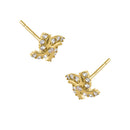 Solid 14K Yellow Gold Pinwheel CZ Earrings