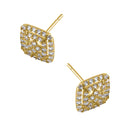 Solid 14K Yellow Gold Hedge Maze CZ Earrings