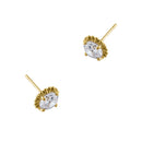2.56 ct Solid 14K Yellow Gold Victorian Style Round CZ Stud Earrings