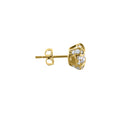 Solid 14K Yellow Gold Halo Round CZ Stud Earrings