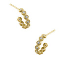 Solid 14K Yellow Gold Half Loop CZ Stud Earrings
