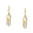 Solid 14K Yellow Gold Chandlier Dangle CZ Hook Earrings