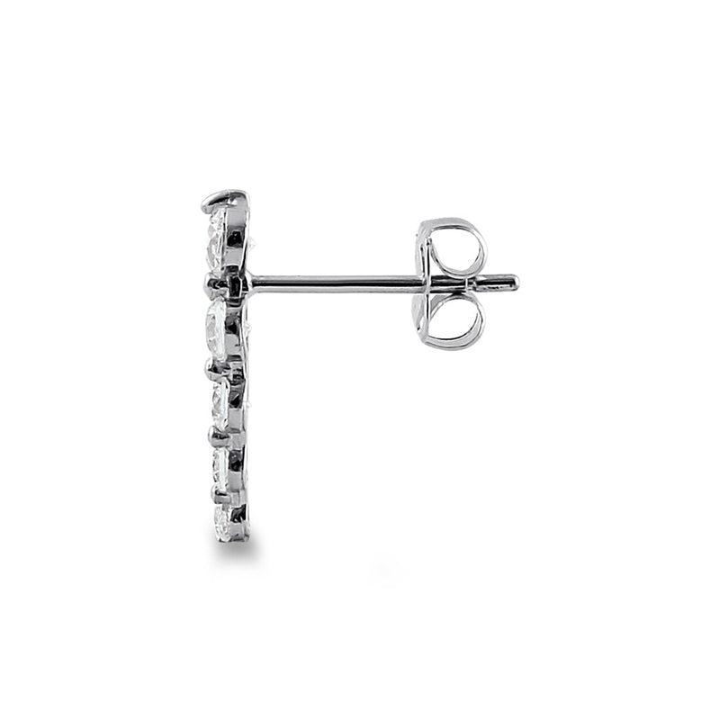 Solid 14K White Gold 5 Clear Round CZ Stud Earrings