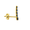 Solid 14K Yellow Gold 5 Blue Sapphire Round CZ Stud Earrings