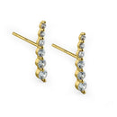 Solid 14K Yellow Gold Curved CZ Earrings