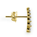 Solid 14K Yellow Gold Curved CZ Earrings