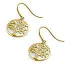 Solid 14K Yellow Gold Tree of Life Earrings