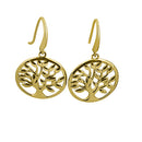 Solid 14K Yellow Gold Tree of Life Earrings