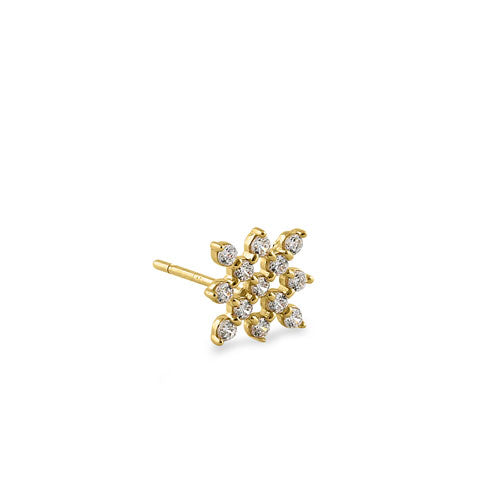 Solid 14K Yellow Gold Checkered CZ Earrings