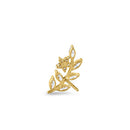 Solid 14K Yellow Gold Trendy Leaf CZ Earrings