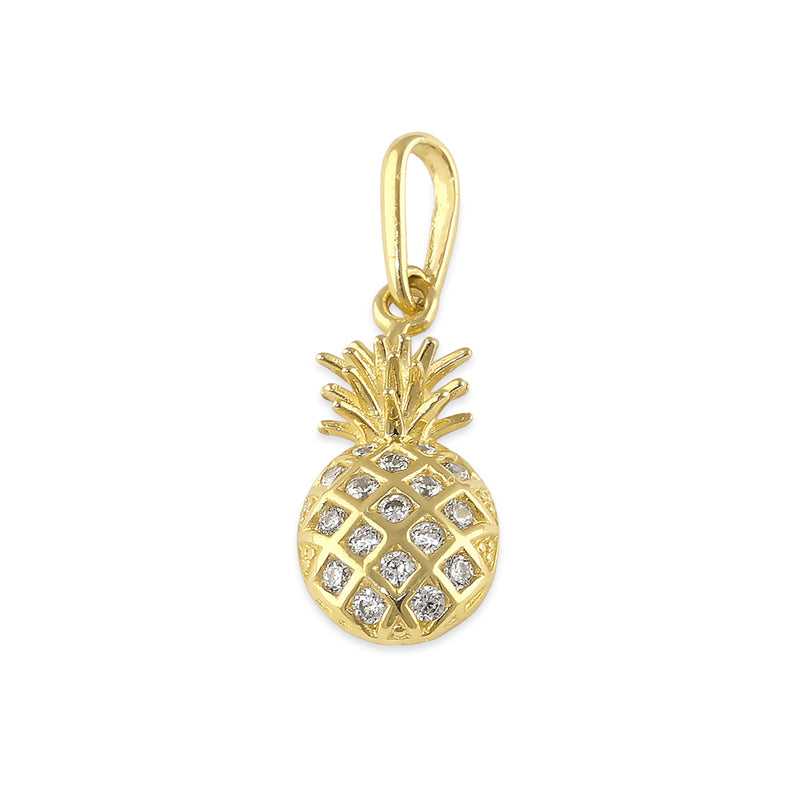 Solid 14K Gold Pineapple CZ Pendant