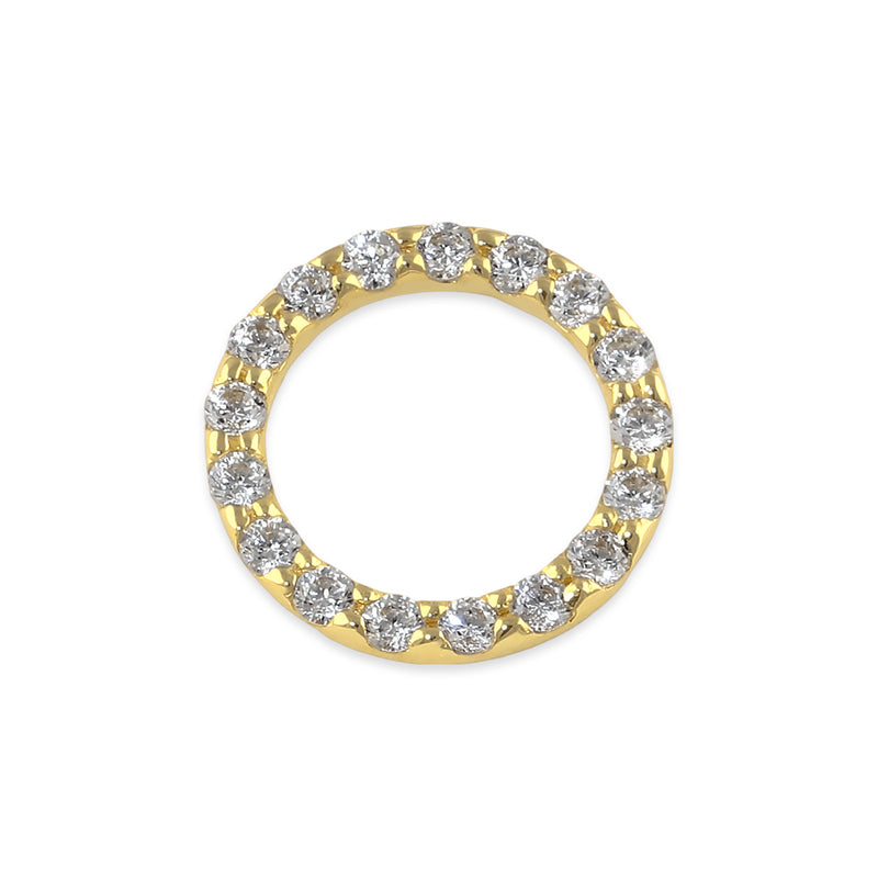 Solid 14K Gold 8mm CZ Halo Circle Pendant