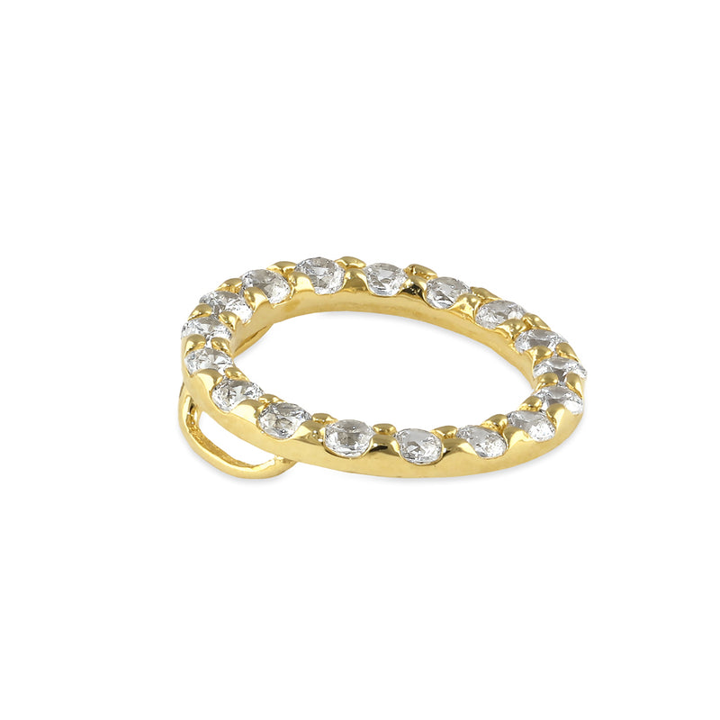 Solid 14K Gold 8mm CZ Halo Circle Pendant