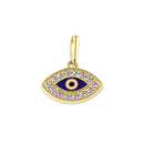 Solid 14K Gold Evil Eye Hand Painted Pendant