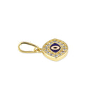 Solid 14K Gold Evil Eye Hand Painted Pendant