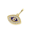 Solid 14K Gold Evil Eye Hand Painted Pendant