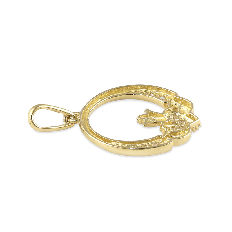 Solid 14K Gold Claddagh CZ Pendant