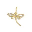 Solid 14K Gold Elegant Dragonfly CZ Pendant