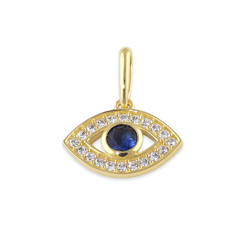 Solid 14K Gold Evil Eye CZ Pendant