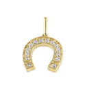 Solid 14K Gold Horseshoe CZ Pendant
