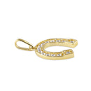 Solid 14K Gold Horseshoe CZ Pendant