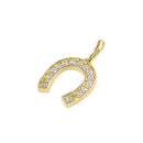 Solid 14K Gold Horseshoe CZ Pendant