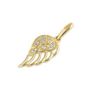 Solid 14K Gold Angels Wing CZ Pendant
