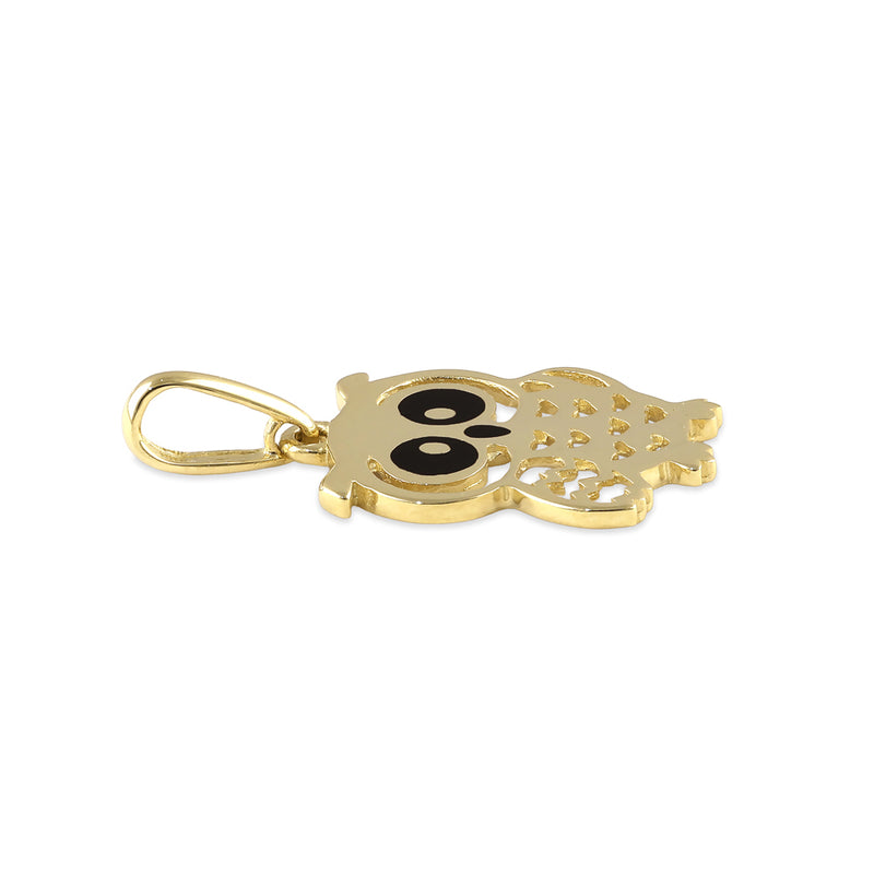 Solid 14K Gold Owl Pendant