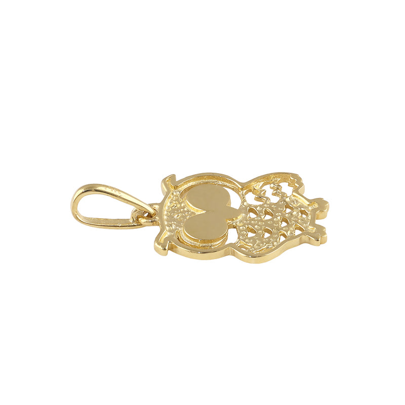 Solid 14K Gold Owl Pendant