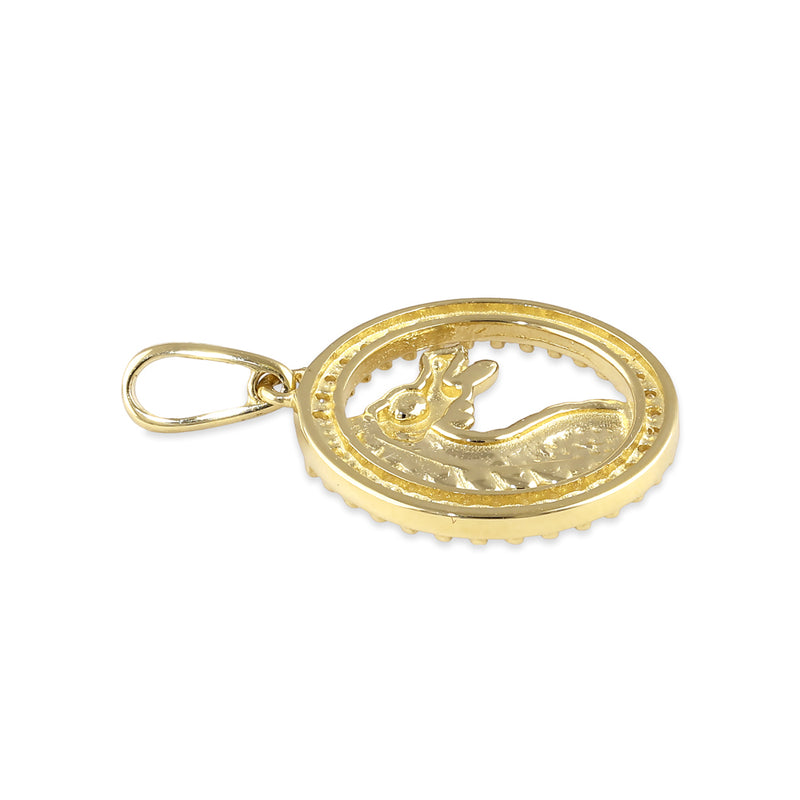 Solid 14K Gold Dragon Amulet CZ Pendant