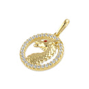 Solid 14K Gold Dragon Amulet CZ Pendant