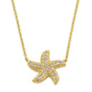 Solid 14K Gold Starfish Diamond Necklace
