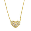 Solid 14K Gold Puffy Heart Diamond Necklace