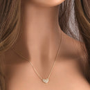 Solid 14K Gold Puffy Heart Diamond Necklace