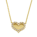 Solid 14K Gold Mirrored Heart Diamond Necklace