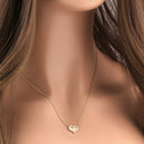 Solid 14K Gold Mirrored Heart Diamond Necklace