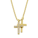Solid 14K Gold Layered Cross Diamond Necklace