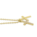 Solid 14K Gold Layered Cross Diamond Necklace