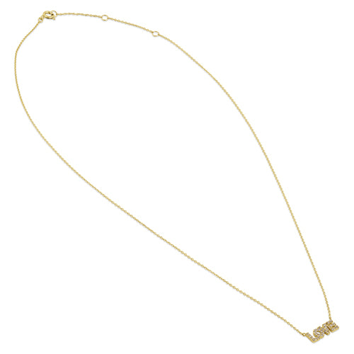 Solid 14K Gold LOVE Diamond Necklace