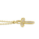 Solid 14K Gold Twisted Cross Diamond Necklace