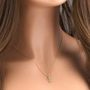 Solid 14K Gold Twisted Cross Diamond Necklace