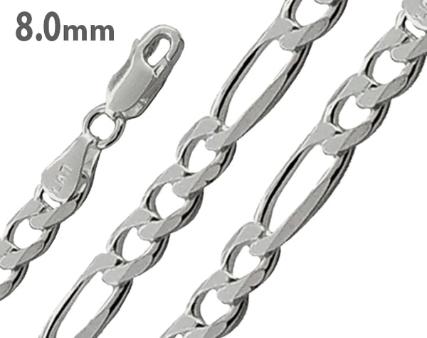 Sterling Silver Figaro Chain 8.0mm