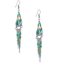 Stainless Steel Teal Round Murano Glass Peruvian Earrings (Not Sterling Silver)