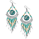 Stainless Steel Teal Round Murano Glass Peruvian Earrings (Not Sterling Silver)