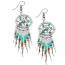Stainless Steel Dream catcher Off-White Silk Thread Beaded Dangle Earrings (Not Sterling Silver)