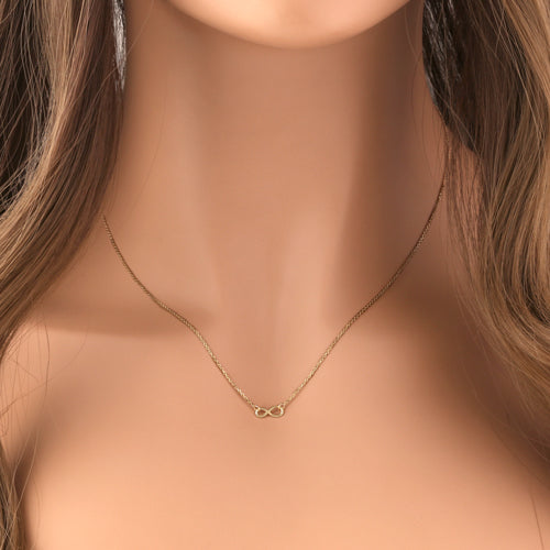Solid 14K Yellow Gold Trendy Infinity Necklace