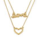 Solid 14K Yellow Gold Love and Heart Necklace