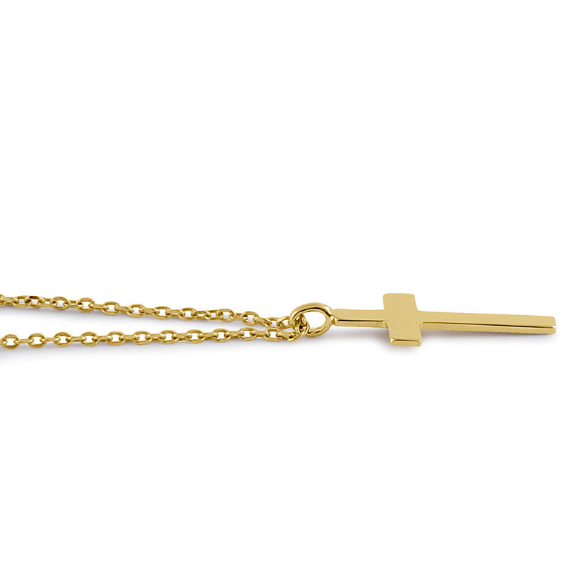 Solid 14K Yellow Gold Triangle Necklace