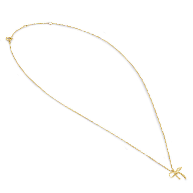 Solid 14K Yellow Gold Bow Necklace